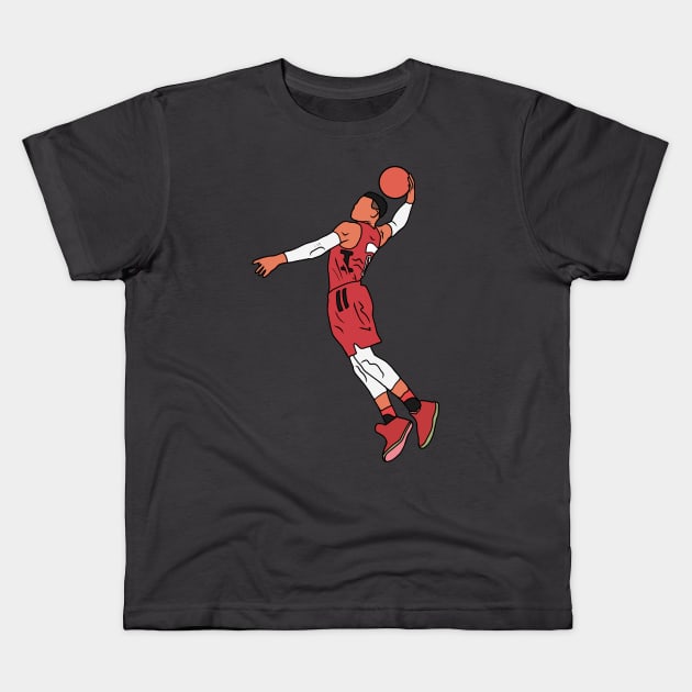 Russell Westbrook Rockets Dunk Kids T-Shirt by rattraptees